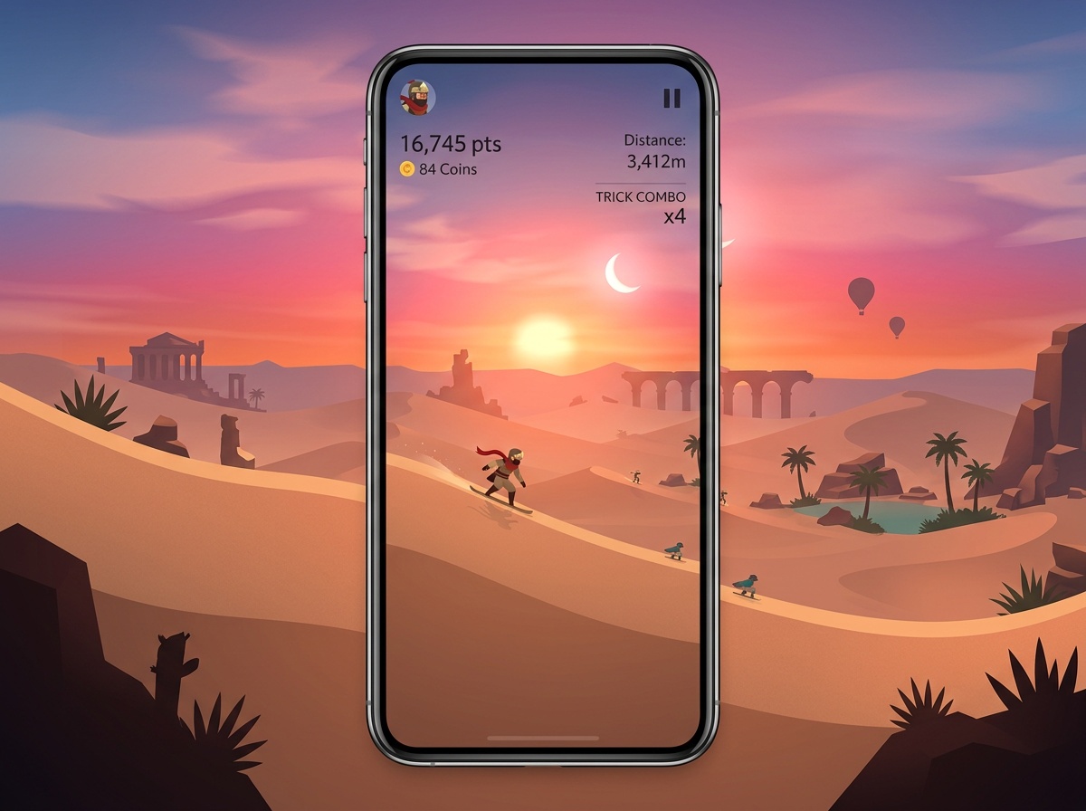 Capture d'écran d'Alto's Odyssey - sandboard dans le désert